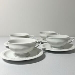 Vintage Rosenthal Maria White‎ Large Cup and Saucer Set of 4 Germany